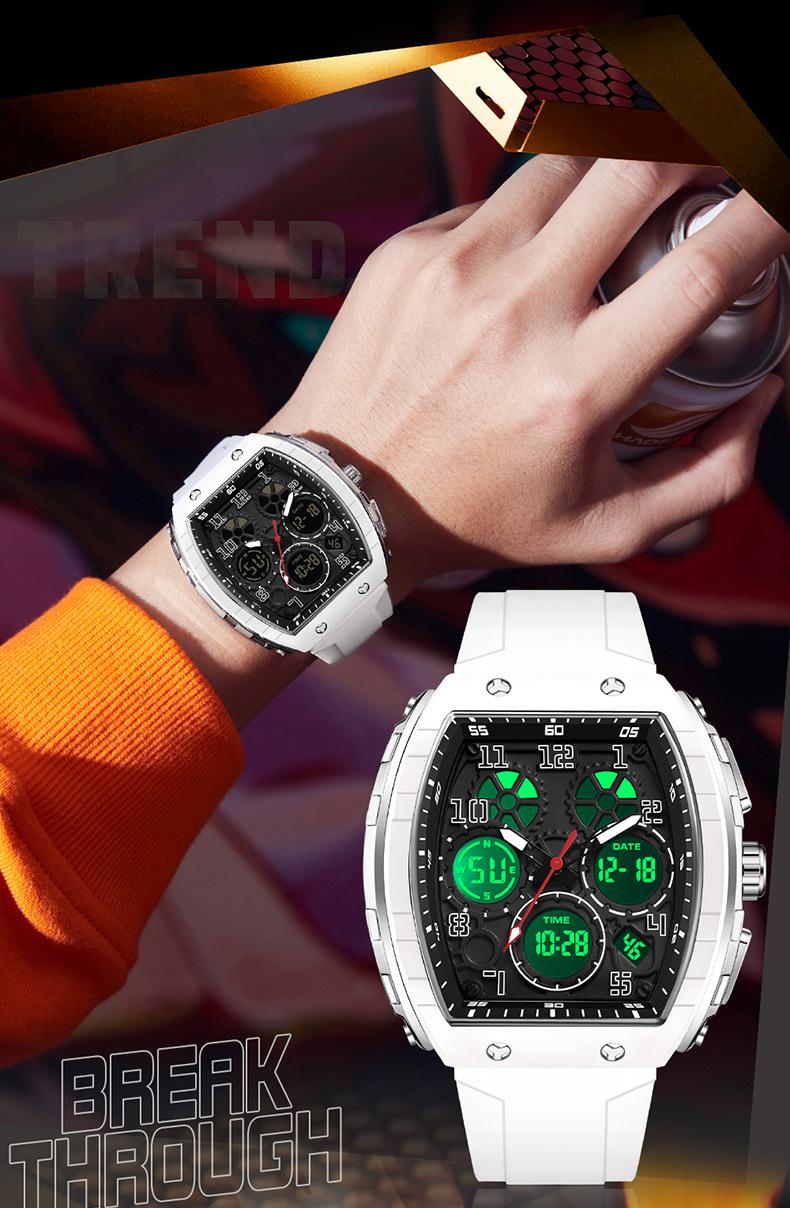 Men's Multifunctional Digital  Watch - Sporty Automatic Style with Luminous Display and Waterproof Design. Suitable for Business, Parties, and Daily Use. Universal Blue Silicone Strap