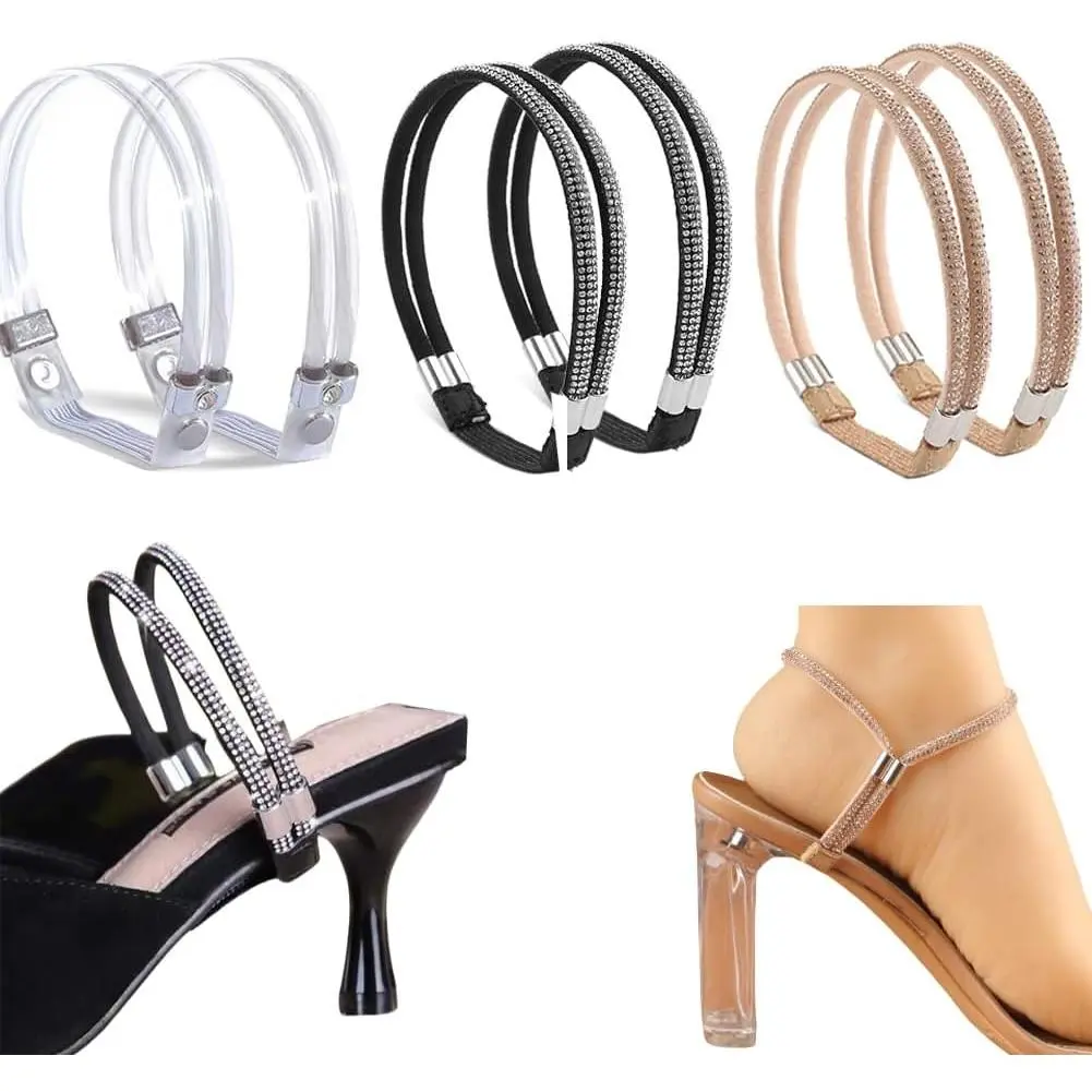 3 Pairs Rhinestone Shoe Straps for High Heels Detachable Shoes Strap Adjustable Anti-Slip Shoes Lace Shoe Accessories for Holding Loose High Heels