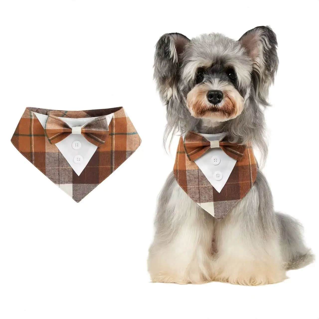 Dog Tuxedo Scarf, Plaid Pet Collar with Bow, Adjustable Halloween Thanksgiving Dog Costume, Perfect for All Sizes, Easy to Wear, Festive Gift，cat,cat stuff,dog stuff,puppy keep,cachorro feliz