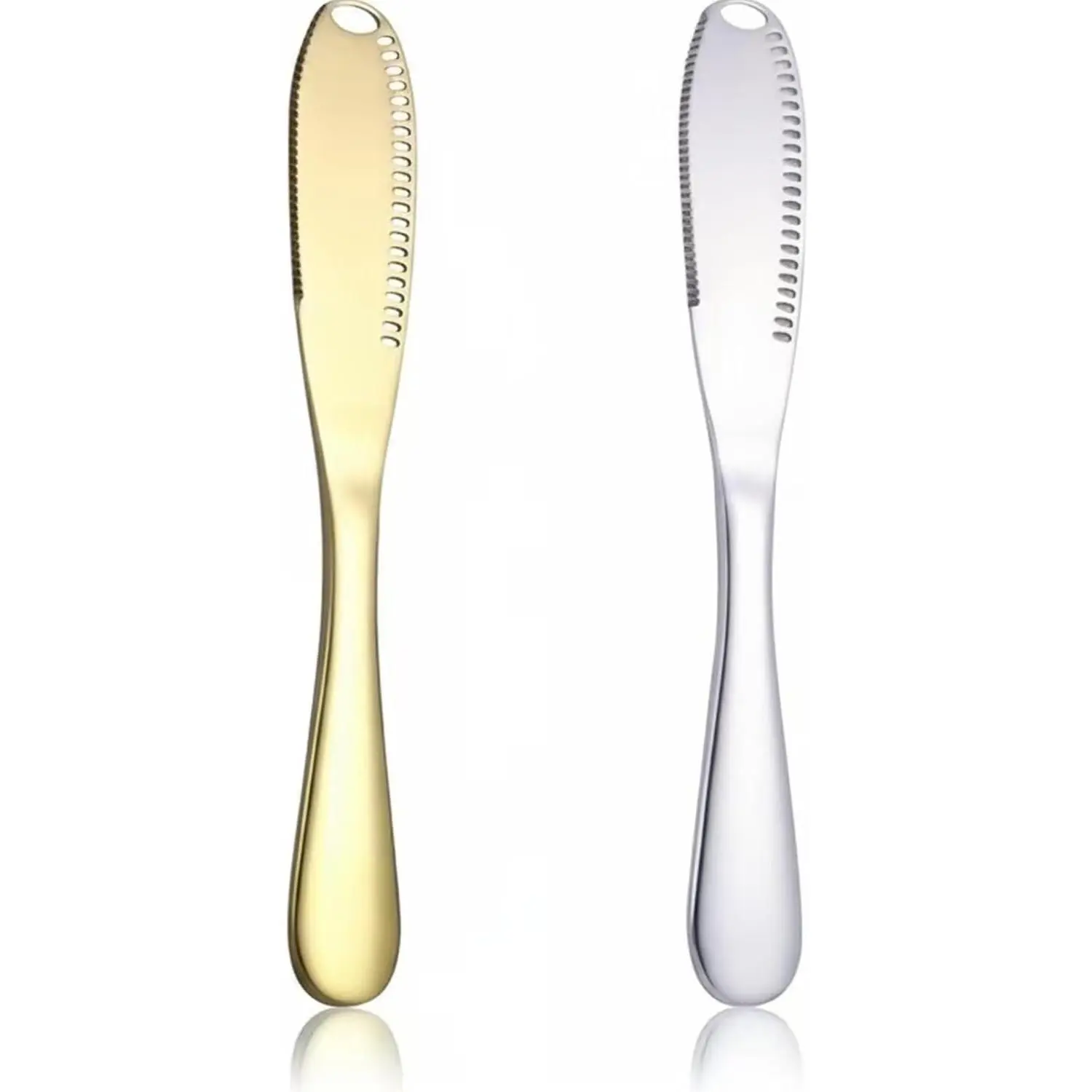 Food Grade Stainless Steel Butter & Cheese Knife, Silver/Gold Finish, Perfect for Spreading Bread, Jam, Cream for Breakfast