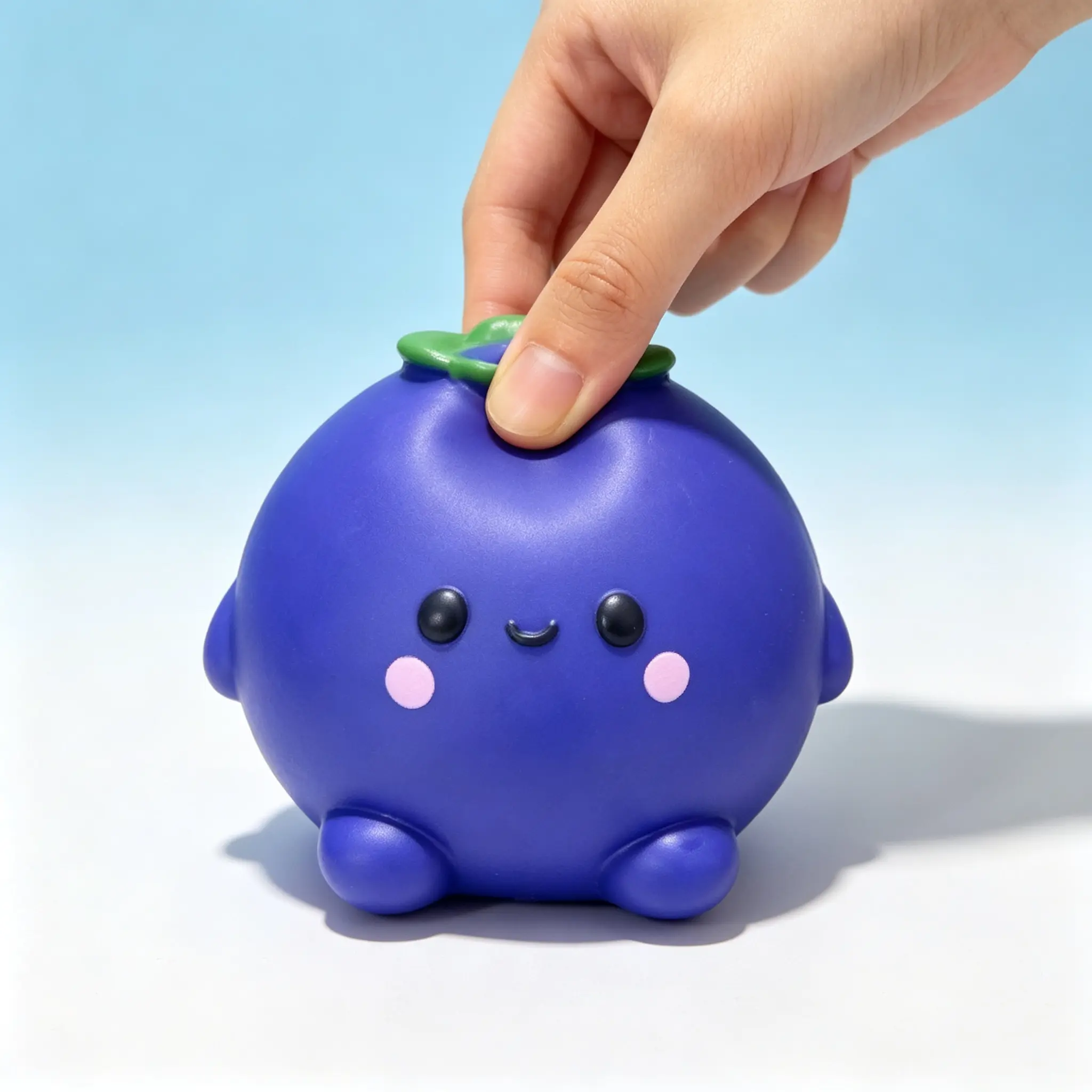 Blueberry Squishy Toy Cute Fruit Squeeze Ball Soft Stress Relief ASMR Fidget Toy Kawaii Face Sensory Toy Gift for Kids Adults