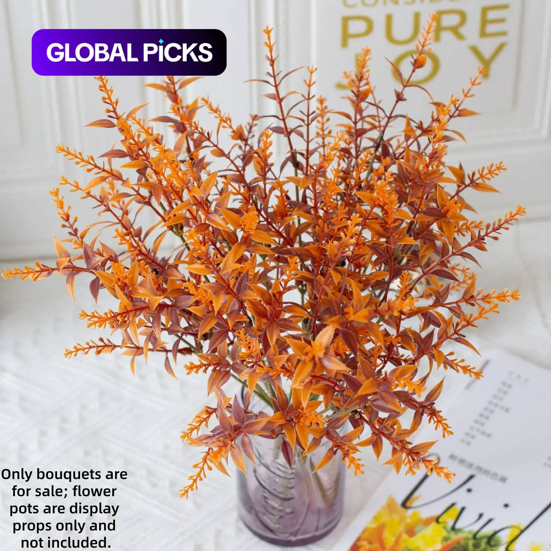 24pcs UV Resistant Artificial Fall Lavender Wheat Stems, Artificial Flower Decorations, Outdoor Artificial Flowers, Outdoor Fake Autumn Greenery, Fake Fall Floral Picks for Home Decor #GLOBAL PICKS