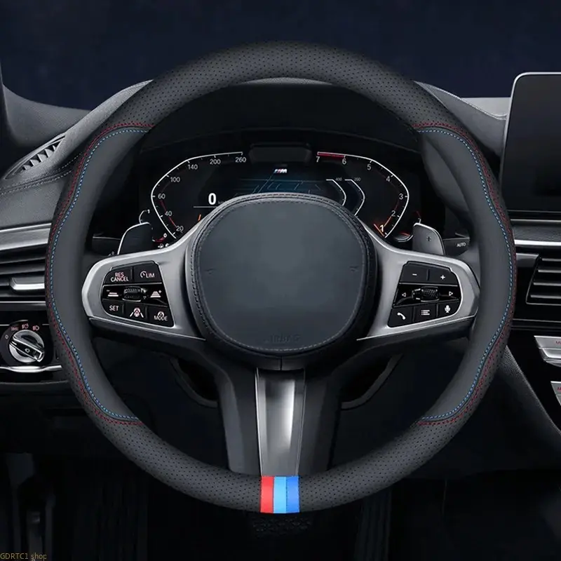 D-Shape Faux Leather Steering Wheel Cover for Car Summer Trendy Aesthetic Interior Accessory Sporty Wheel Sleeve