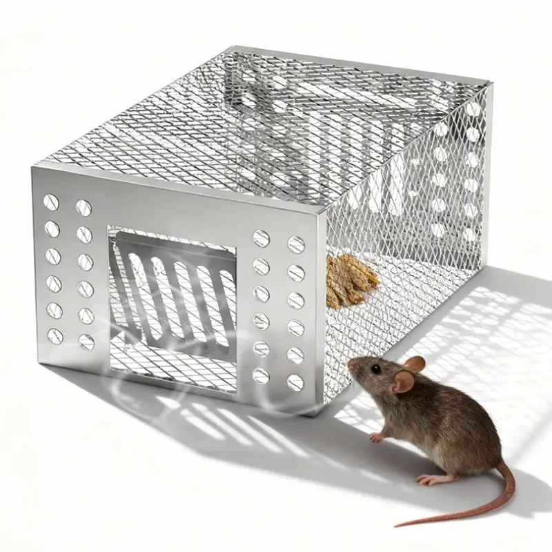 Durable Iron Mouse Cage, 1-way Door Design Mousetrap, Pest Control Accessories for Home & Office, Room Accessories