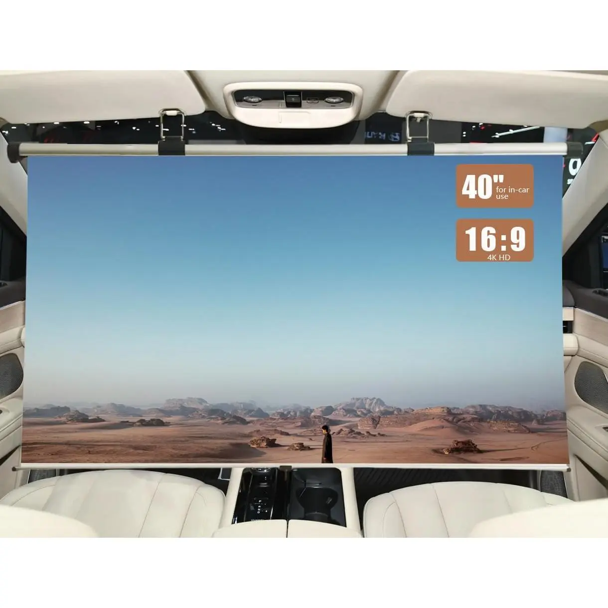 Portable Projector Screen for , 40 inch 16:9, Pull Down and Auto Rolling, Foldable and Small, Retractable Projection Screen Mini, 4K  Screen for , SUV, RV and  (-Click Auto Rolling)