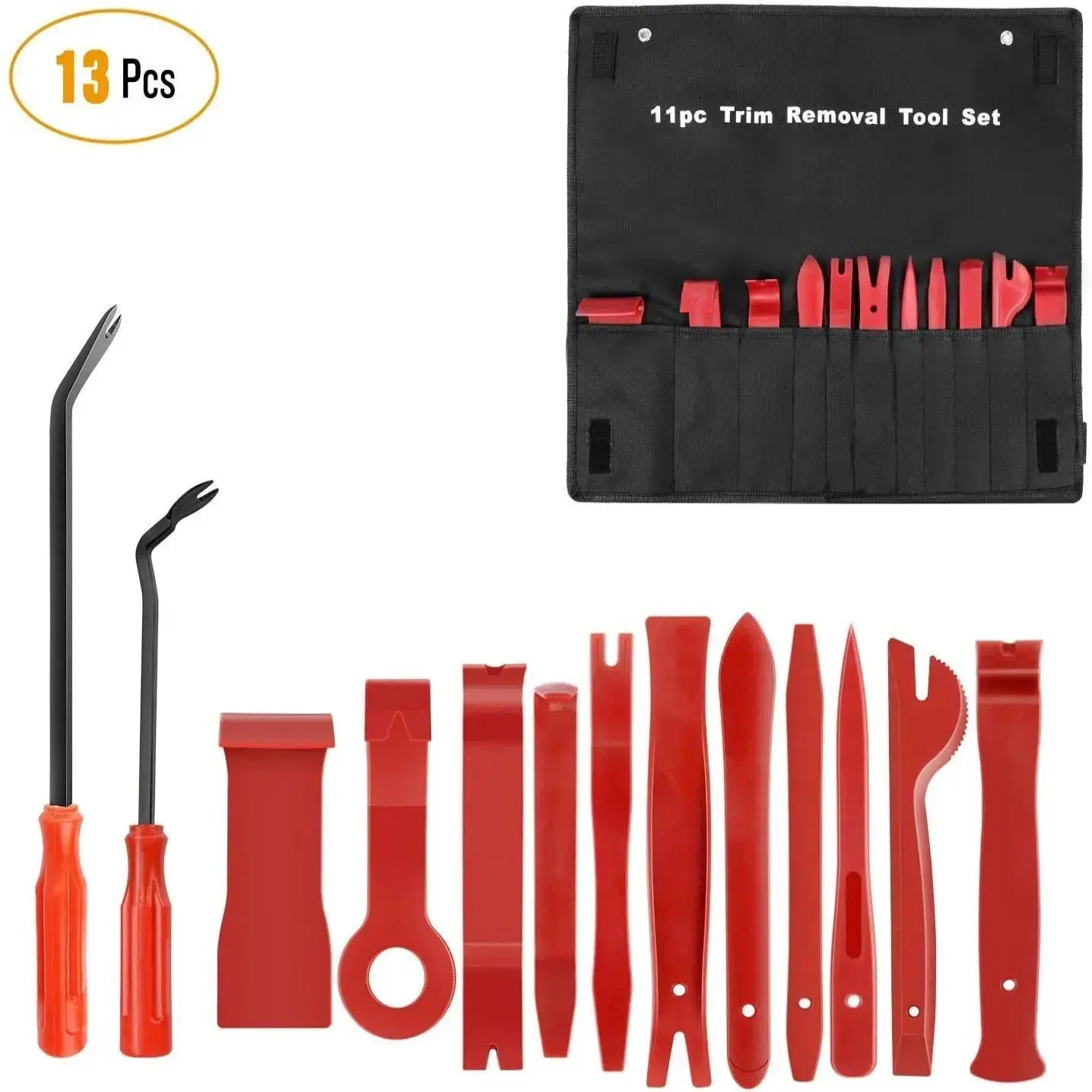 Nilight 13 Pcs Trim Removal Tool Set Red fathersdaygift, All-In-One Tool Kits