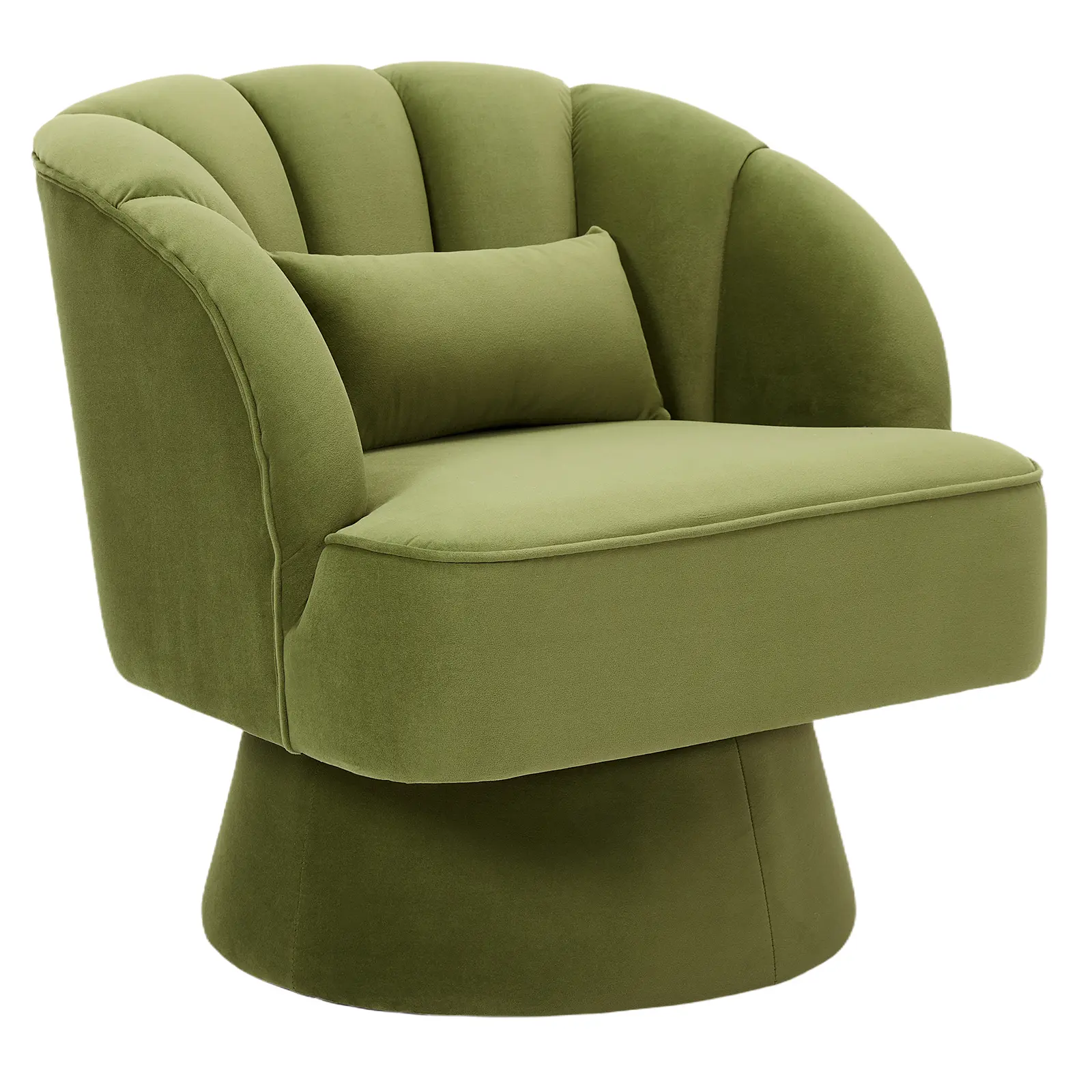 360° Swivel Velvet Accent Chair, Ultra Plush Barrel Lounge Chair with Striped Backrest, Modern Upholstered Round Armchair Comfy Leisure Chair for Living Room Bedroom Reading Nook Home Decor