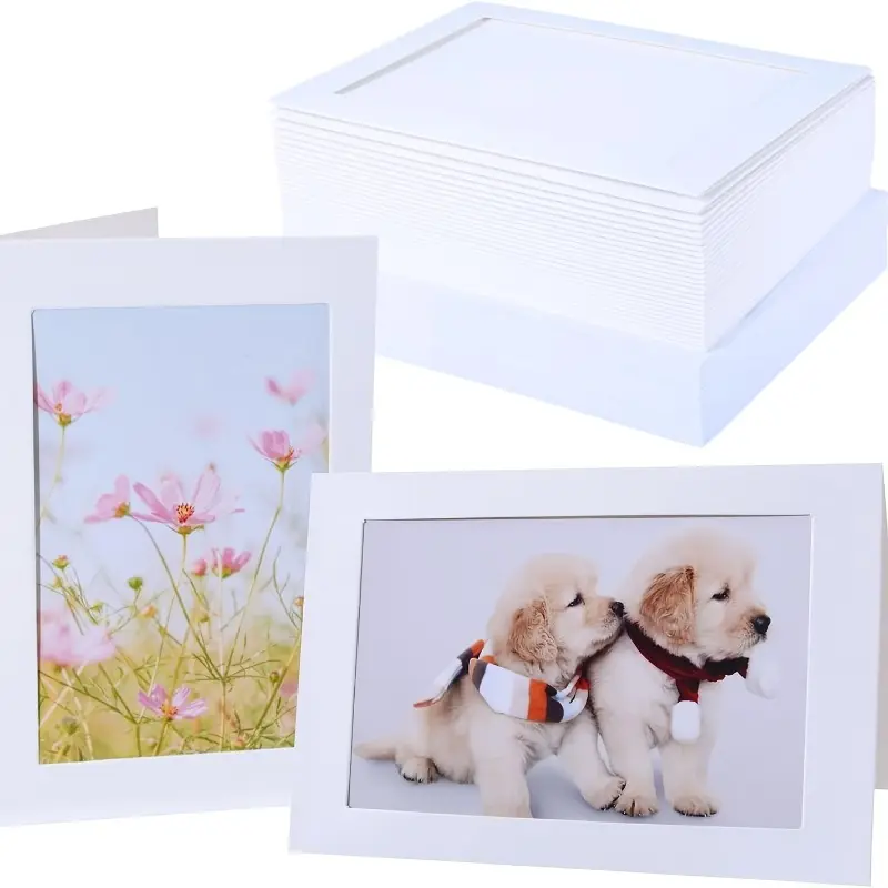 Photo Frame Note Cards for 4" x 6" Photos, 30Pack, Photo Inserts with Envelopes (White, 30 Pack)
