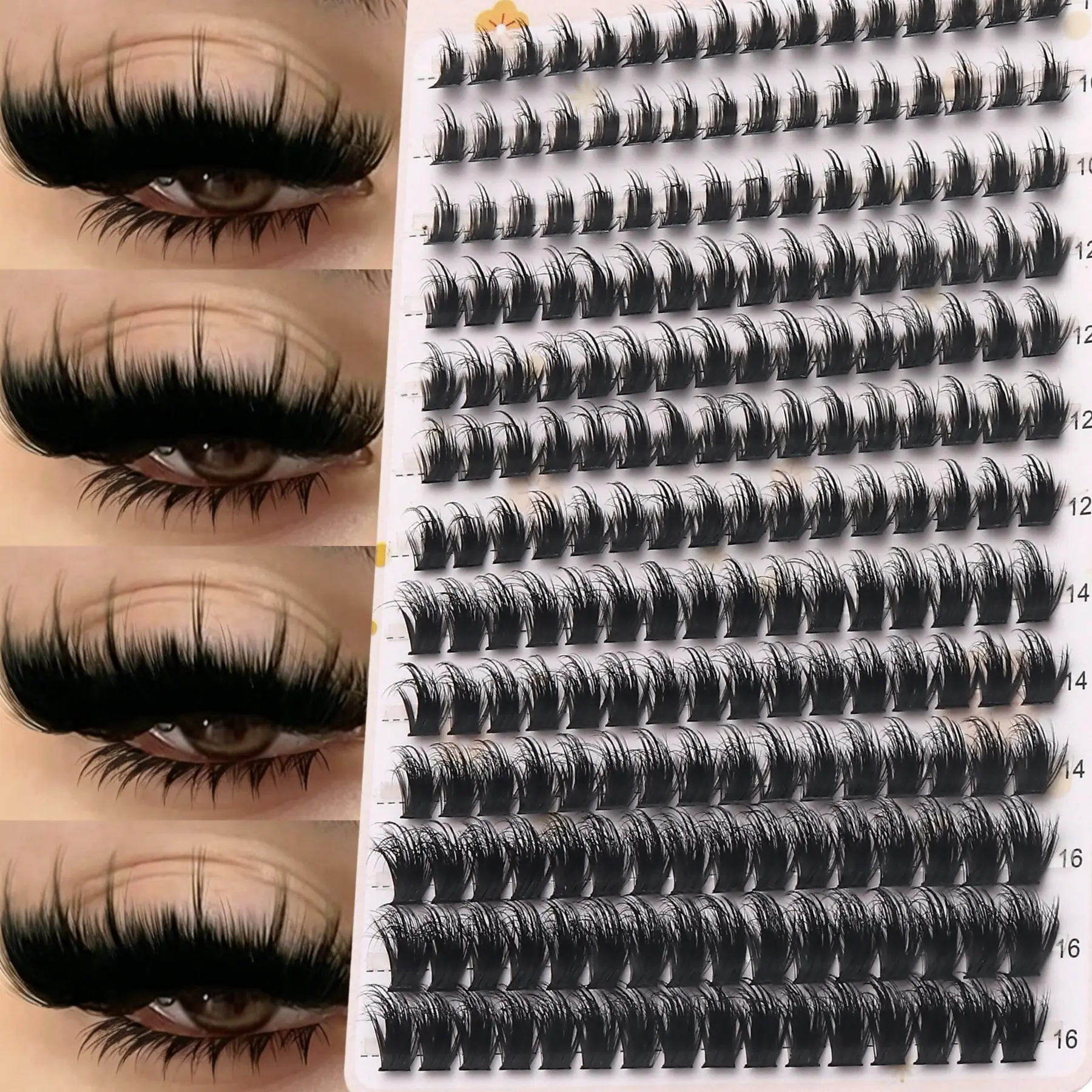 208PCS 100D Spike Evil Lash Clusters D Curl, Soft Thick Dramatic Manga Volume Individual Lashes, Waterproof Long Lasting DIY Lash Extensions, Perfect for Summer Vacation & Outdoor Makeup Looks