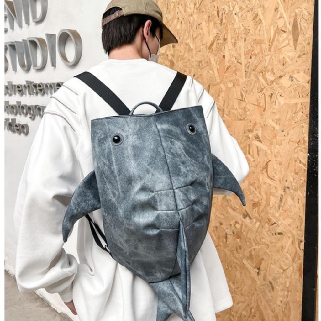Y2K Funny Whale Shark Shape Backpack Durable Large Capacity Travel Bag Women Men Cute Outdoor Cartoon Knapsack Student Schoolbag