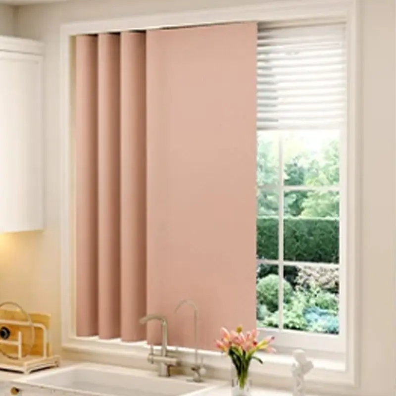1PC Self-Adhesive Blackout Window Curtain, Easy Magic Tape Installation, Solid Polyester Fabric, Bedroom Privacy Protection, All Seasons Use