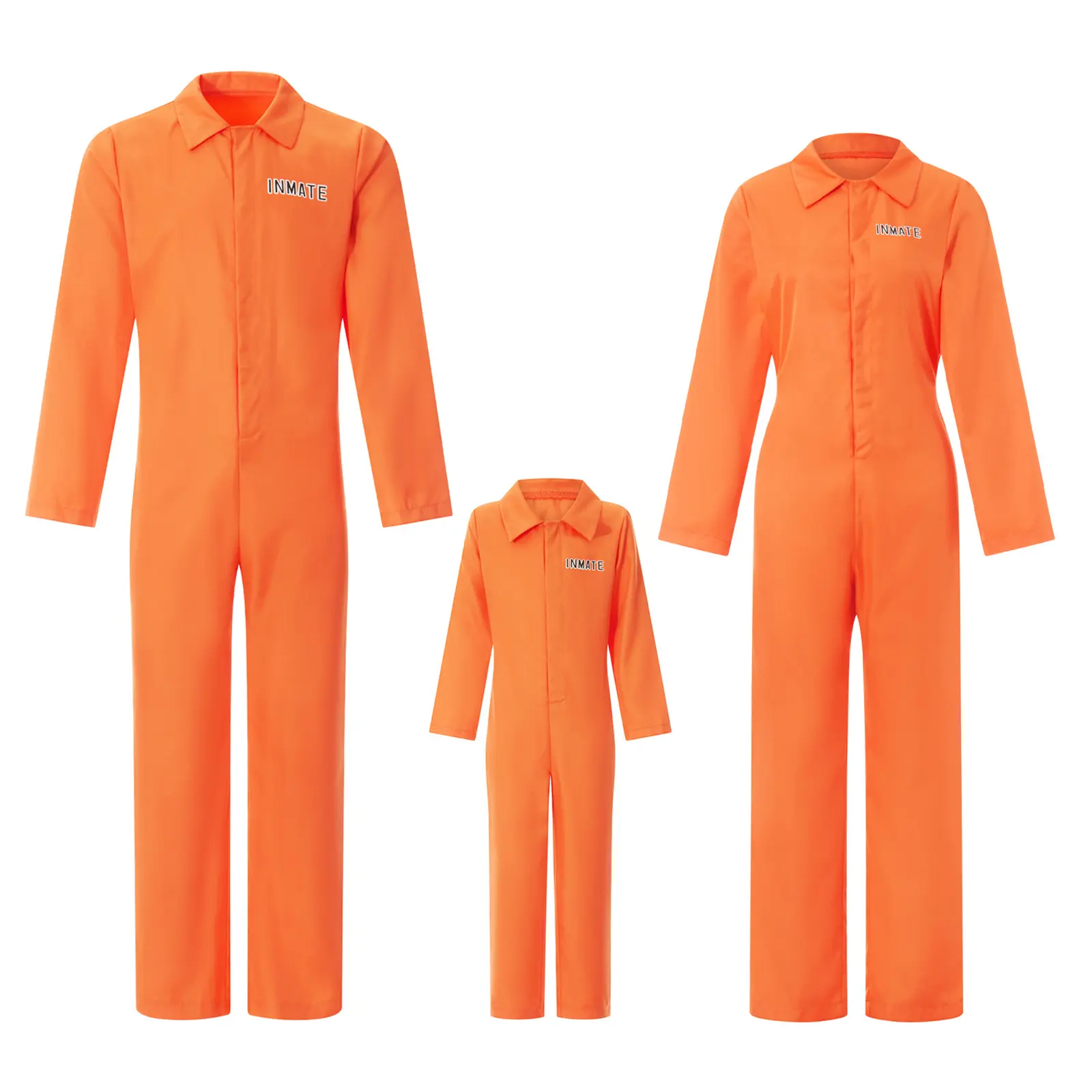 Jail Costumes Letter Print Long Sleeve Prison Jumpsuit for Adults Toddlers Role-Playing Party Cosplay Outfits