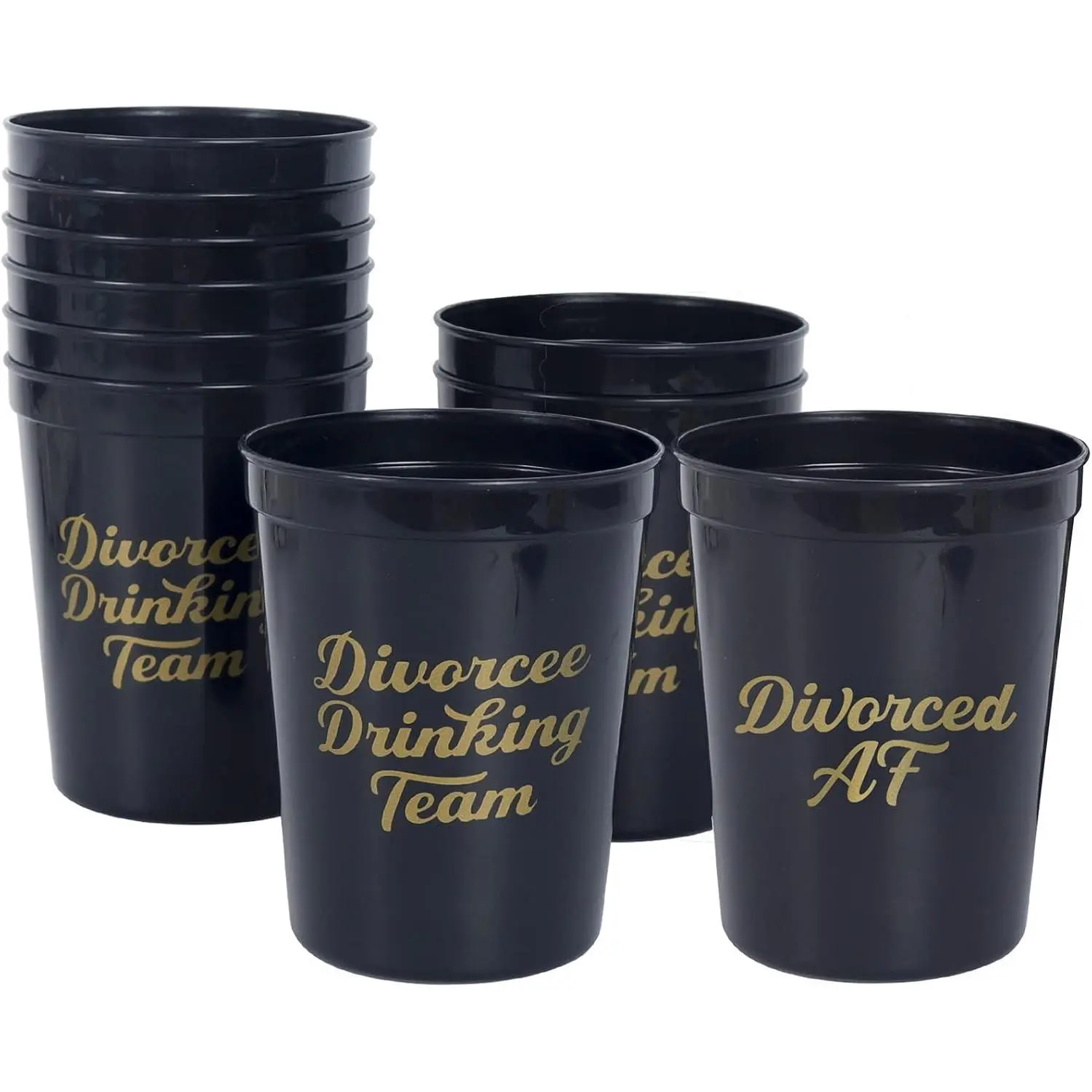 HAPPILY DIVORCED Party Cups - Pack of 10 Plastic Cups | Divorce Party Decorations for Women and Men Gifts Party Favors Ideas (Black)