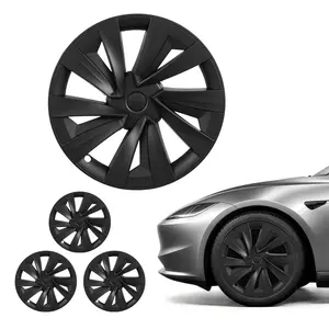 VEVOR 19-Inch OEM-Style Snap-On Hubcaps for 2025 Tesla Model Y, Set of 4 10-Spoke Matte Black ABS Rim Covers with Easy Installation, Full-Cover Design, Secure Fit, Sturdy & Long-Lasting R19 Replacement