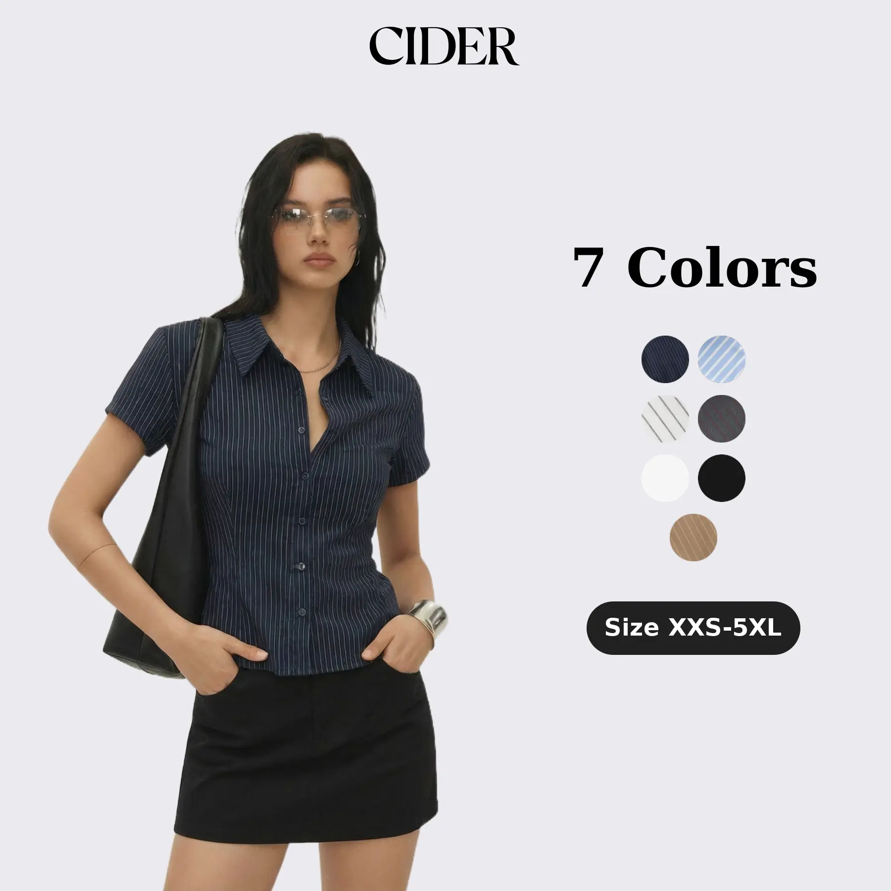Cider Collar Stripe Short Sleeve Shirt