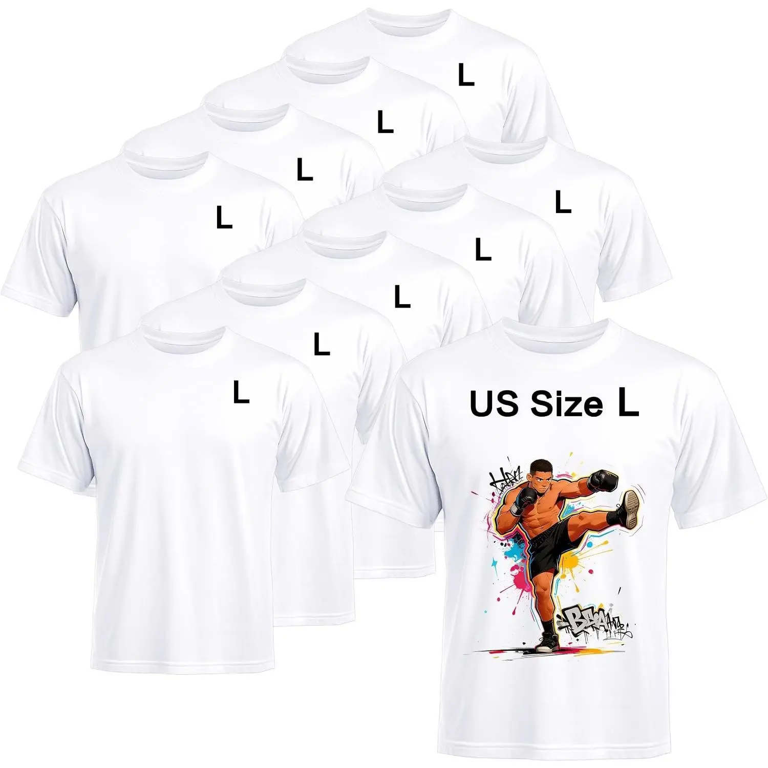 10 Pack Blank T-Shirts for Sublimation, Unisex Adult Athletic Crew Neck Tees in Smooth 95% Polyester for Personalized Gifts & Sports, Birthday, Shortsleeve, Outdoor