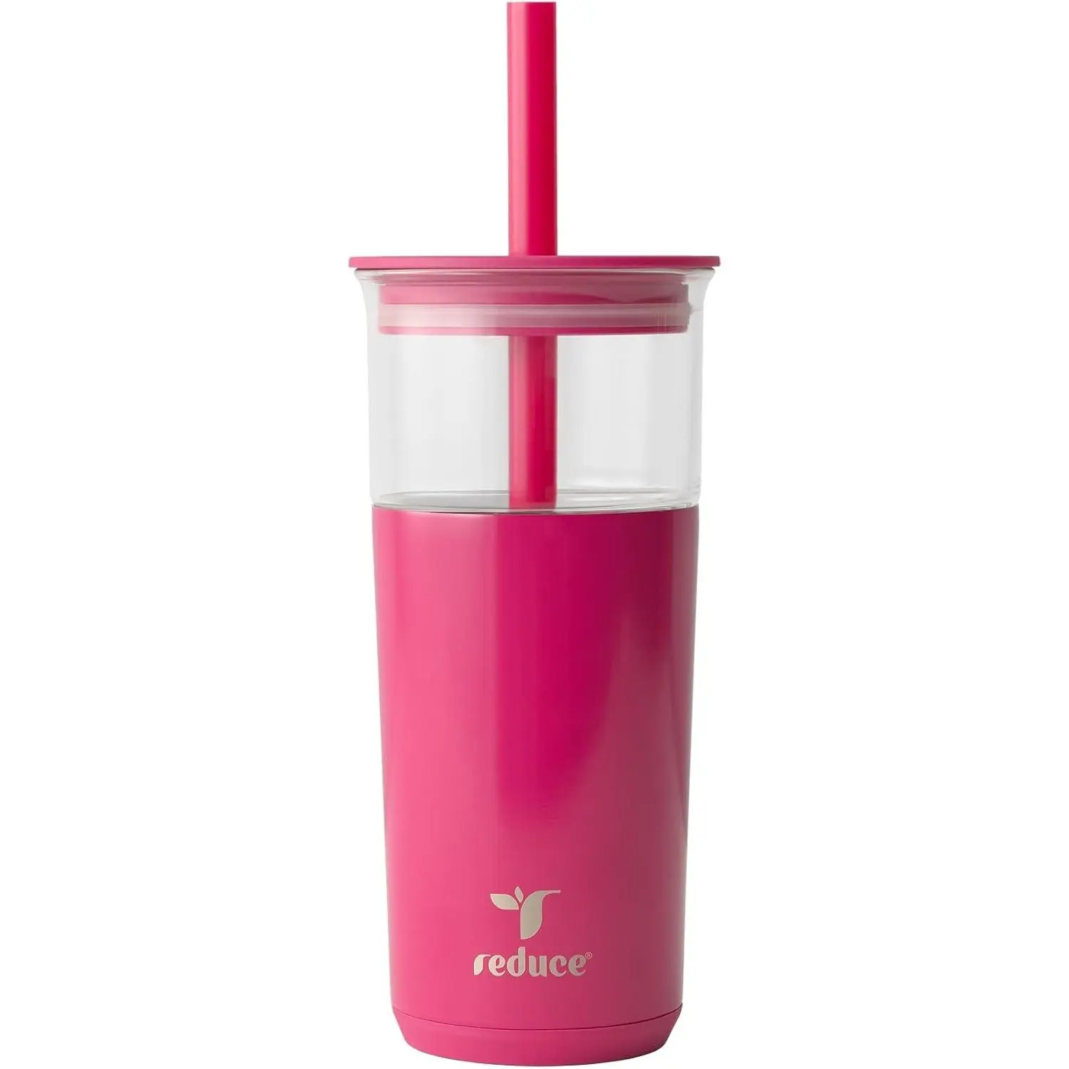Aspen 20 oz Vacuum Insulated Glass Tumbler with Lid & Extra Wide Straw - Keeps Drinks Cold for 12 Hrs - Ideal for Iced Coffee, Smoothies & Boba - Dishwasher Safe, Soft Base - DragonfruitGift