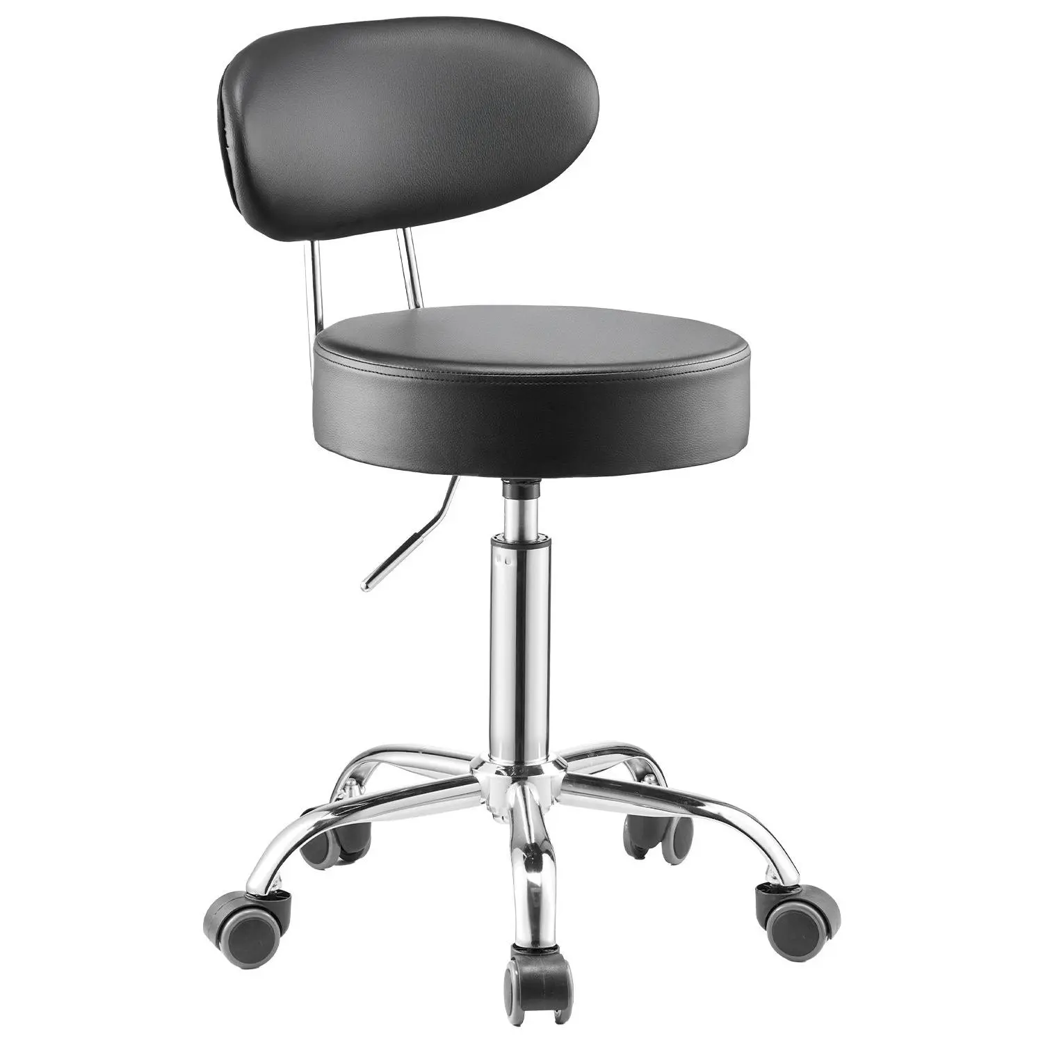 【DealsForYouDays】VEVOR Shop Stool with Backrest, Pneumatic Garage Seat/Work Stool with Wheels, 300 lbs Load, Adjustable Roller Creeper Seat, 360 Swivel Padded Workshop Stool, for Garage, Shop Auto Repair, Black