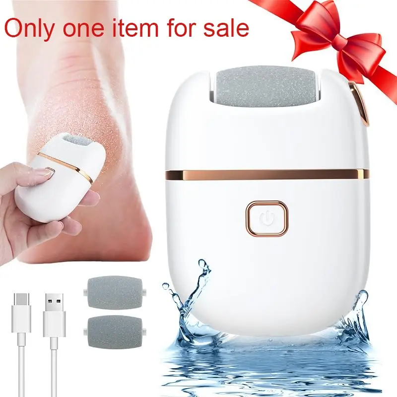 Electric Foot File for Callus Removal, Rechargeable Foot Scrubber Dead Skin Remover with Sand Replacement Head, Home Foot Care Device, Manicure