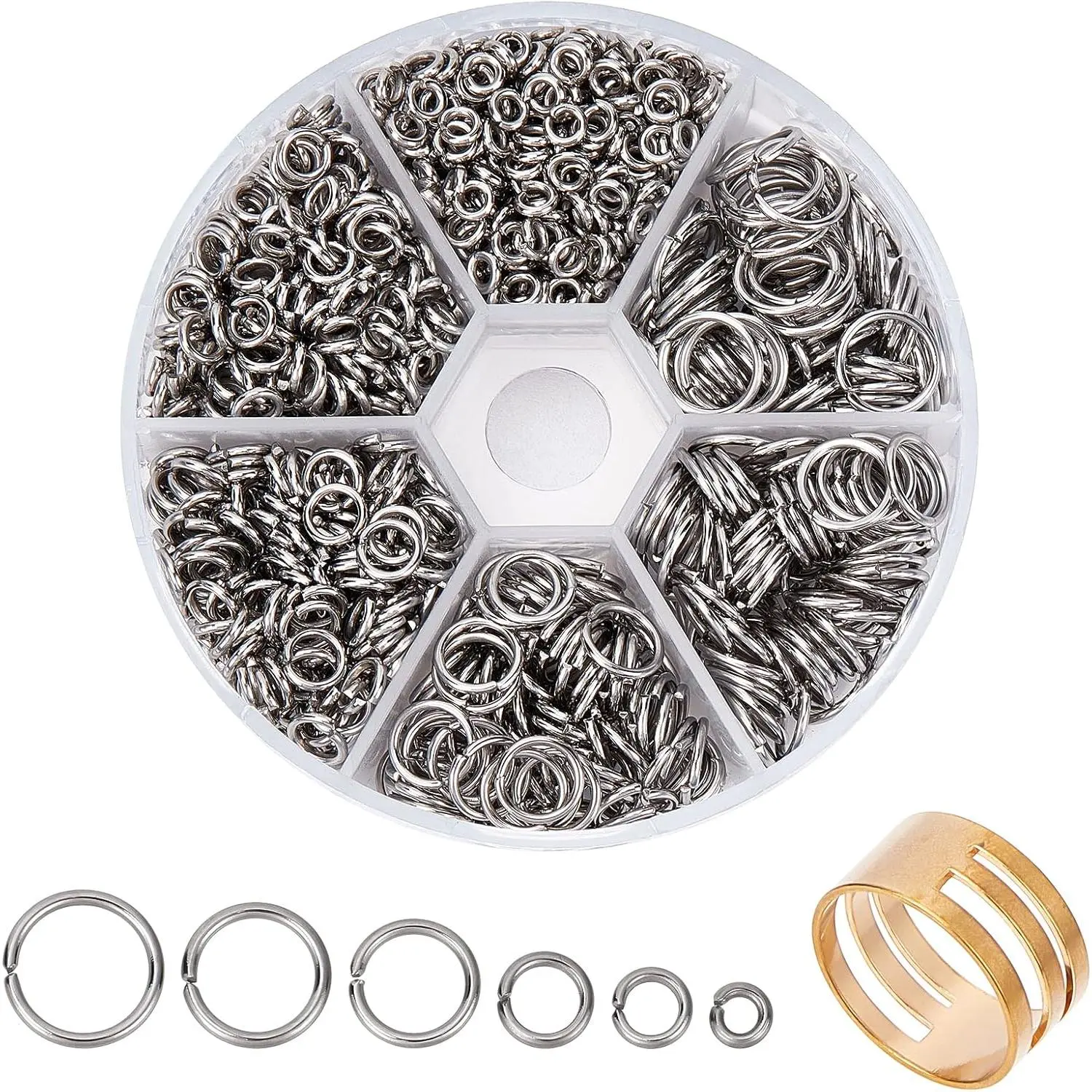 1000 count 304 Stainless Steel Jump Rings, 18-Gauge Open Jump Ring 4/5/6/8/9/10mm Connector Rings O Ring Chainmail Rings for Earring Bracelet Necklace   DIY Craft Making
