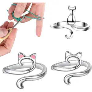 3 count Adjustable Crochet Ring for Finger, Yarn Tension Ring for Crocheting, Knitting Yarn Guide Tool,  for Crocheters, Knitters, Mom and Women