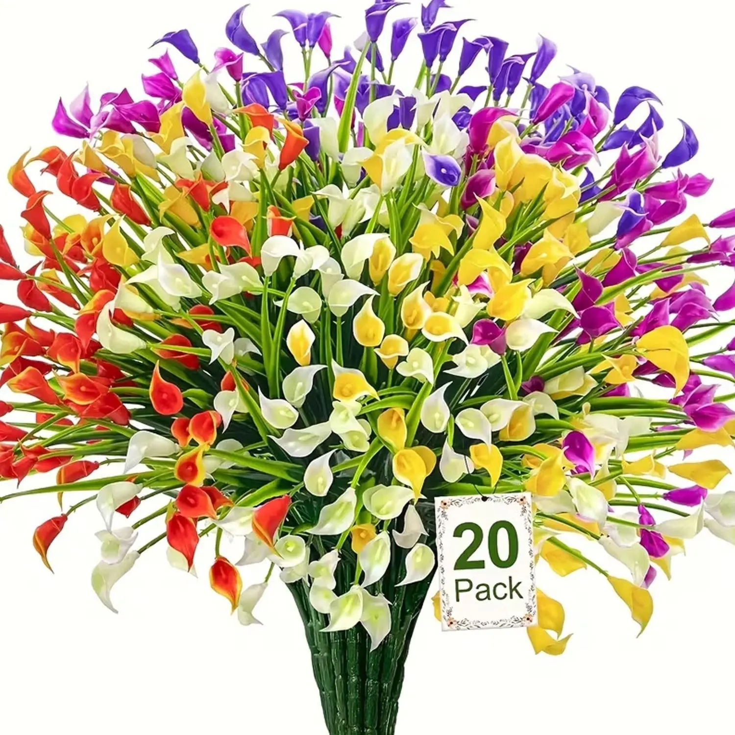 20 Bundles Mixed Color Artificial Sunflowers with Realistic Leaves, UV-Resistant Plastic Fake Flowers, Decorative Flowers, Indoor Outdoor Decorations, Artificial Flower Arrangements, Faux Floral