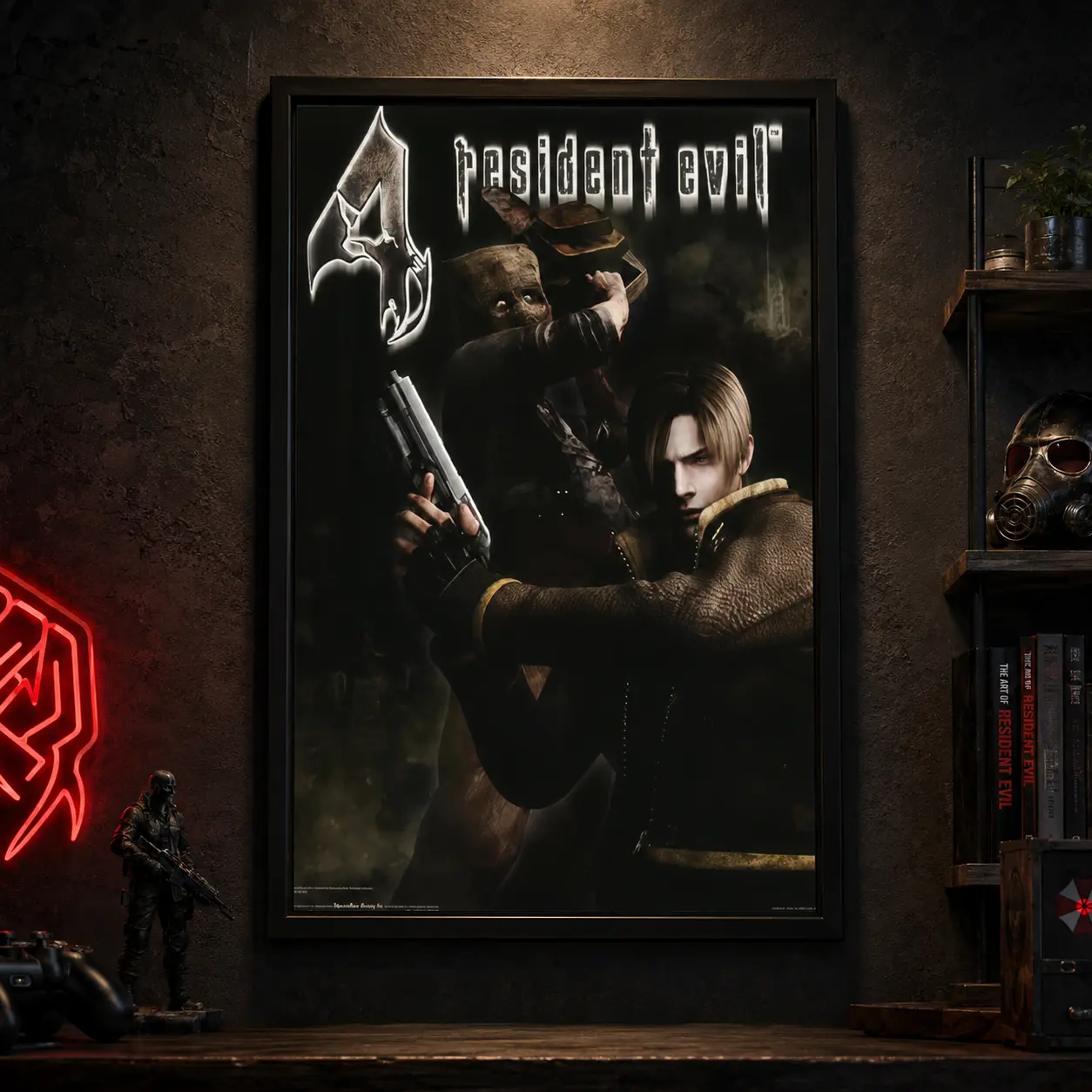POSTER :MOVIE REPRO: RESIDENT EVIL 4 - MASK, Canvas Wall Art Print, Dark Horror Wall Decor, Scary Game Poster for Bedroom Dorm Gaming Room Office Man Cave, Vintage Thriller Artwork, Gift for Horror Game Fans