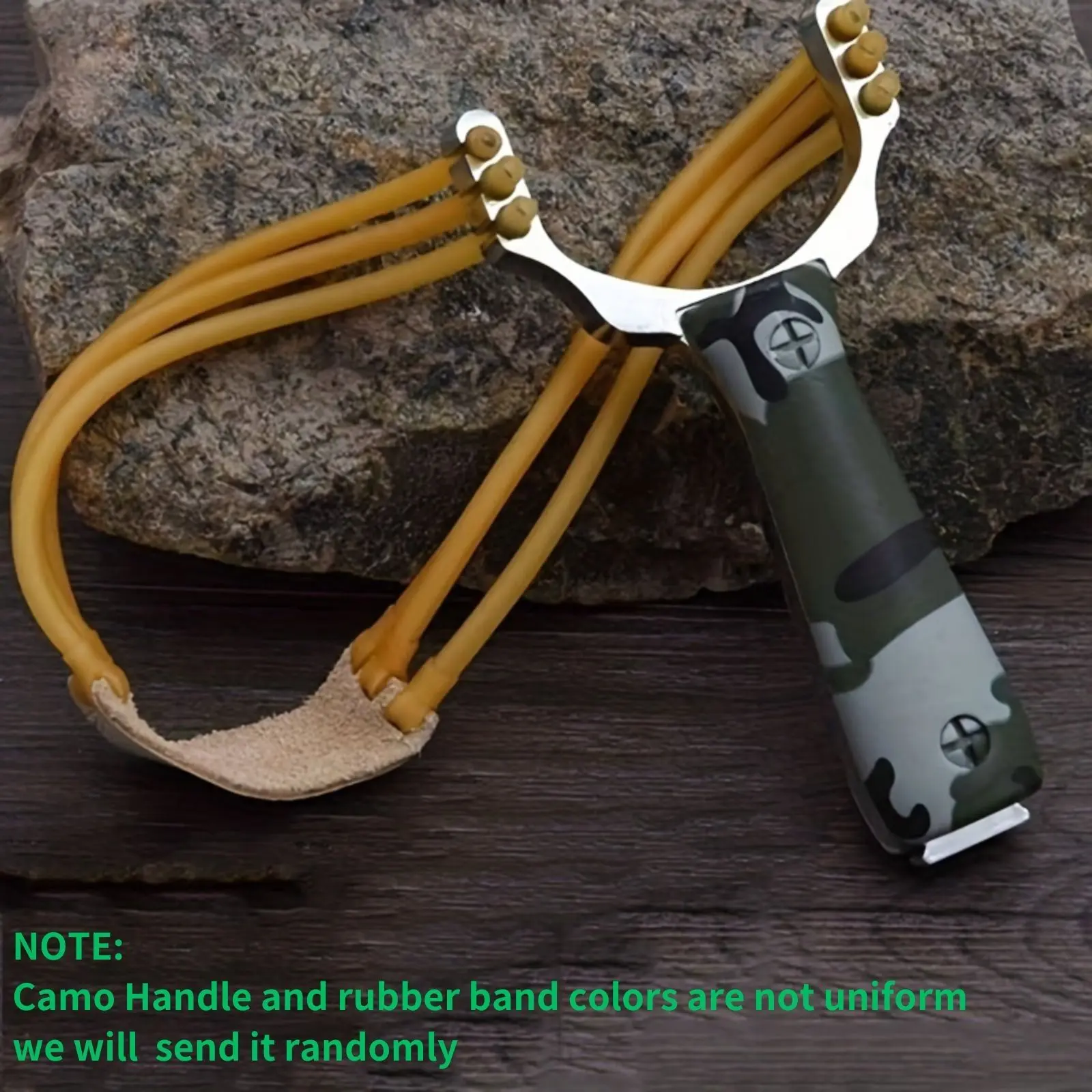 1 Set Professional Slingshots with Camo Handle, Outdoor Shooting Slingshot for Hunting and Shooting Practice ( Rubber Bands in Random Color)
