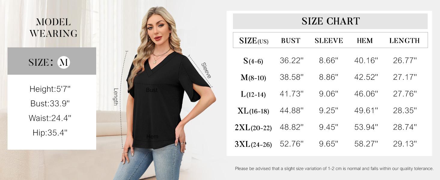 WIHOLL FASHION Womens Summer Tops Short Petal Sleeve Shirts Fashion V Neck Outfits Clothes