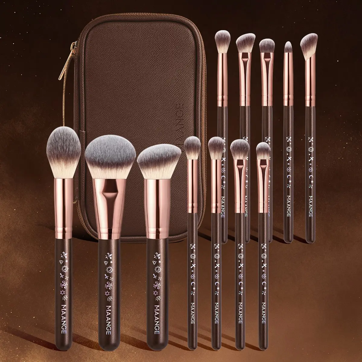 Maange 12-Piece Makeup Brush Set with Organizer Bag, Perfect Gift for Women and Girls, Ideal Christmas Present, Essential Beauty Tools, Makeup Brushes Set