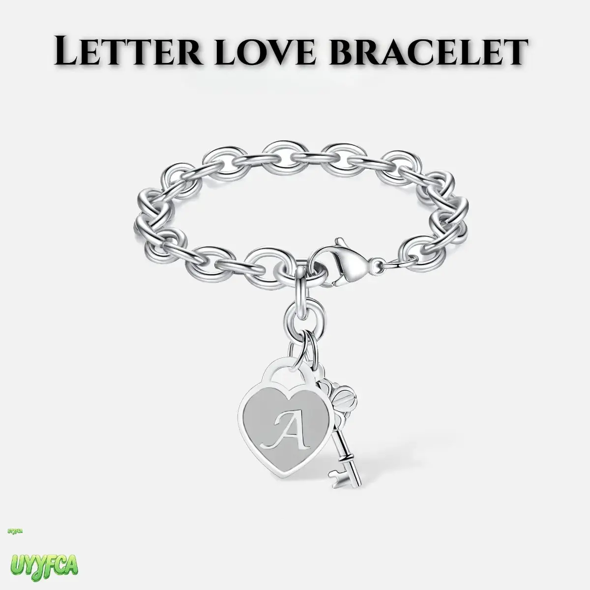 2026 New Personalized Initial Bangle with Heart & Key Charm, Minimalist Adjustable Jewelry for Women, Teenage Girls Love Gifts, Bangles, Teenage Girls Gifts, Bracelets, Accessories For Women, Charm Bracelet, Engraved Charm Bracelets & Bangles