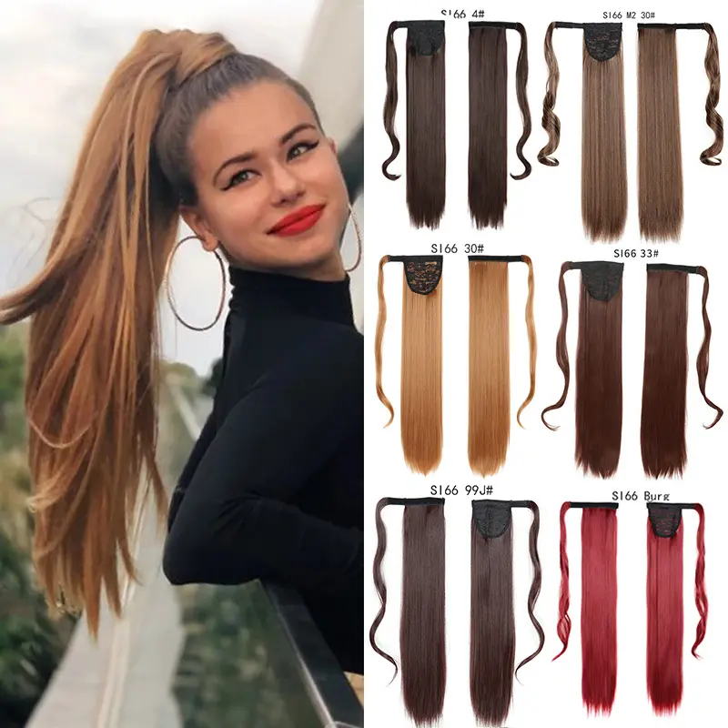 Synthetic Long Straight Braided Ponytail Wig with Velcro Closure, Multiple Color Options