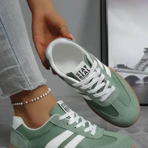Women's Lightweight Lace-Up Sports Shoes, Breathable Cushioning Design, Anti-Slip Rubber Sole, Casual Daily Wear, Lightweight Sporty Sneakers for All Seasons, Athletic Casual Sneakers