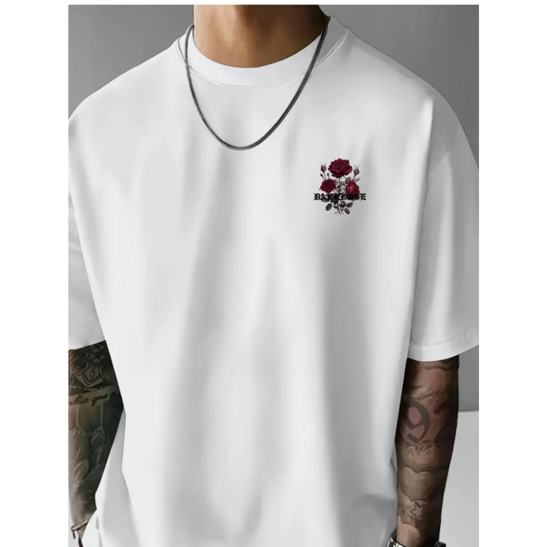 Men's 100% Cotton Classic Short-Sleeve Printed Pattern T-Shirt - Soft Fabric Clothes, Casual Breathable Standard Fit, Machine Washable Round Neck Streetwear, All Seasons Top