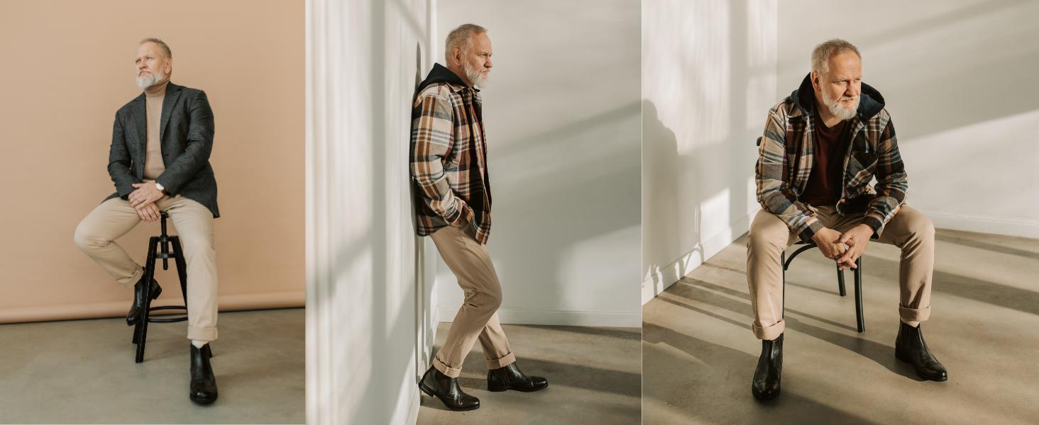 PASLTER Mens Chinos Slim Fit Pants Flat Front Stretch Skinny Tapered Dress Pants Comfort Casual Solid Trousers Menswear Shirts