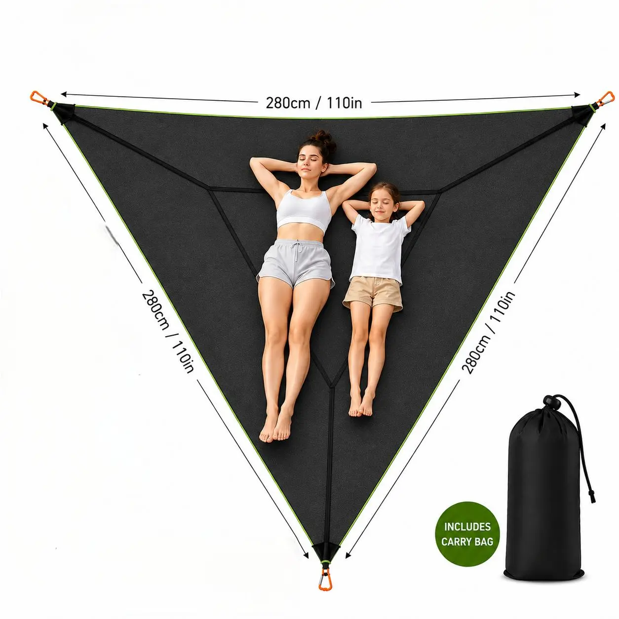 Triangular Double Camping Hammock, Automatic Quick-Open Camping Outdoor Hammock For Camping & Hiking and Picnicking, Portable Hammock With Straps, Hammock For Outside, Backyard Camp, Attached Carry Bag, Camping Essentials, Cool Outdoor Stuff