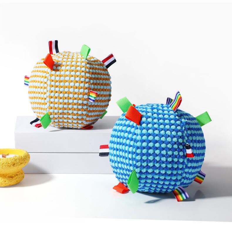 Pet Toy Ribbon Sound Ball, Dog Toy, Interactive Bell Rolling Ball for Teasing and Throwing, Pet Toy, Cat Teething Toy