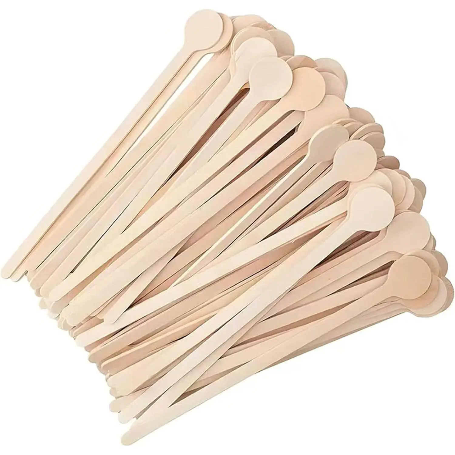 200Pcs Coffee Stirrers- 5.9 Inch Natural Wooden Coffee Stirrers With Round Ends, Disposable Biodegradable Cafe Grade Coffee Stir Sticks Wood Beverage Mixer for Coffee Cocktails Milk Tea
