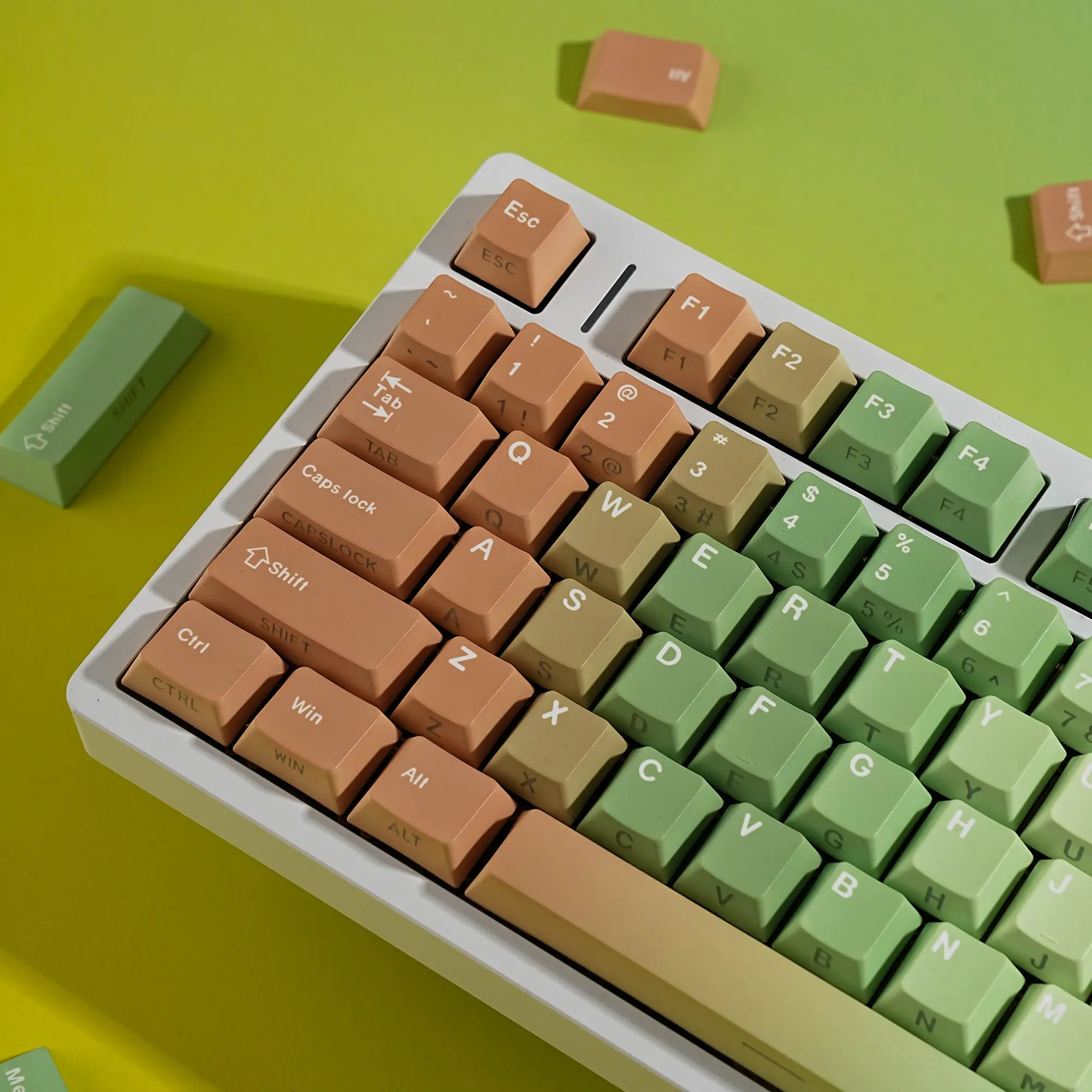 131 Key Original Height Cherry Profile Desert Oasis Keycaps, Us Layout, 5-Sided Heat Transfer, Dual Color Injection, Double Shot Process, Transparent Side For Mechanical Keyboard Hebrew English German French Spanish