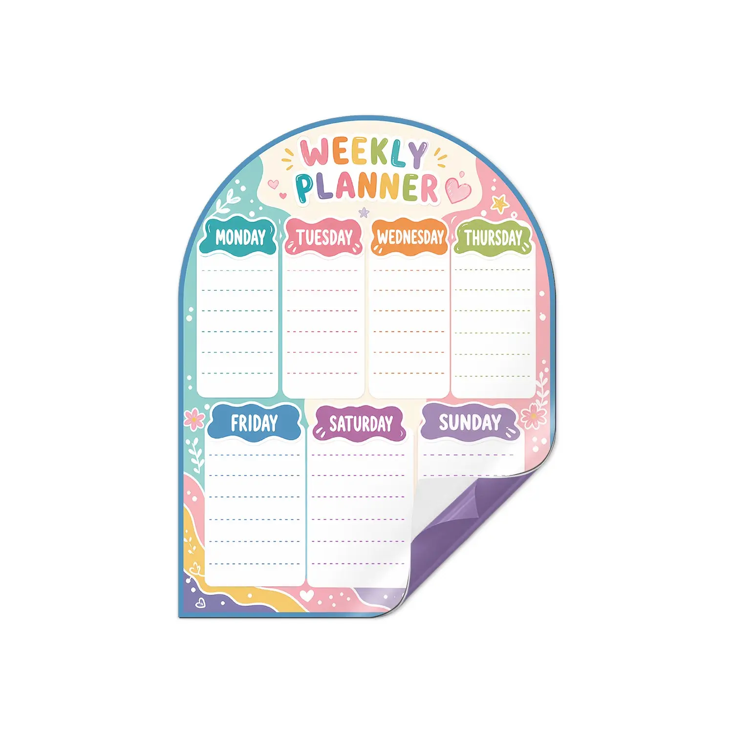 Weekly Plan Whiteboard Stickers, Smooth Writing, Removable, Easy to Clean, Self-Adhesive Soft Iron Foam Material, Ideal for School, Home, Office