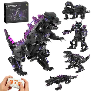 5-in-1 Programmable Remote & App Control Robot Dinosaur Construction Set – STEM Building Kit, Transformable Giant Lizard, Dino, Triceratops, Large Reptile, and Robot, 935PCS Educational Toy for Kids Ages 8+