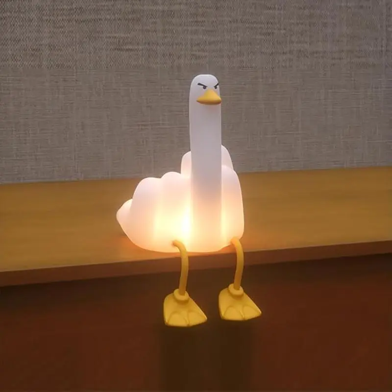 Duck Design LED Table Night Light, 1 Count USB Rechargeable Creative Funny Ornaments Lamp, Silicone Lamp, Finger Duck Clapping Lamp, Gift for Boys, Girls