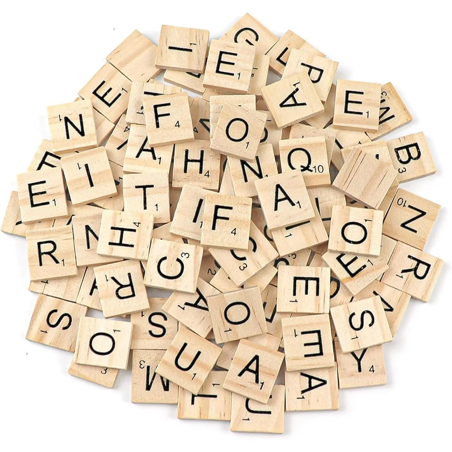 100 Pcs Wooden Spelling Tiles, Replacement Letters Wood Letter Tiles, Tiles for Crafts A-Z Capital Letters for Crafts Wedding Decor Alphabet Coasters & Crossword Game DIY Gift