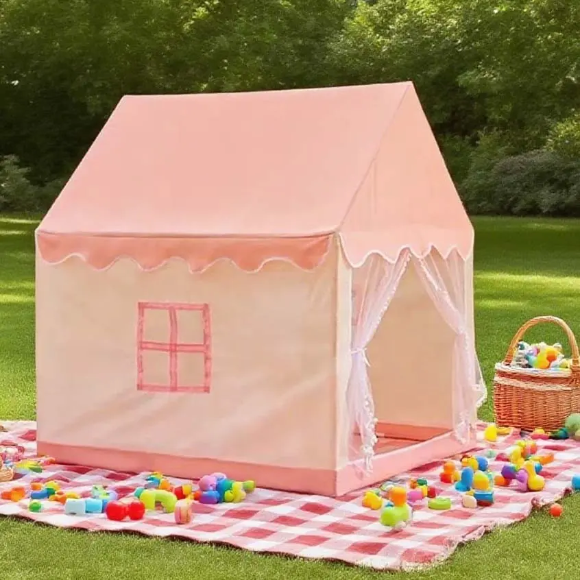 Princess Game House Tent, Washable Fairy Castle Playhouse, Indoor Outdoor Kids Fun Toy, Role-Playing Base Game, Pretend Play Tent, 44*12*9cm