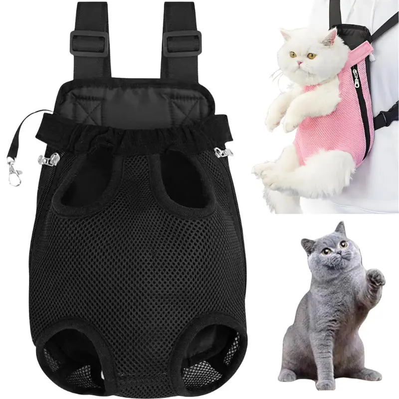 Breathable Pet Front Backpack Carrier, Adjustable Hands-Free Chest Sling Bag for Small Medium Dogs Cats Puppies Kittens, Ventilated Pet Travel Carrier Backpack Perfect for Daily Walking, Hiking, Camping, Road Trips & Outdoor Travel, Portable Lightweight P