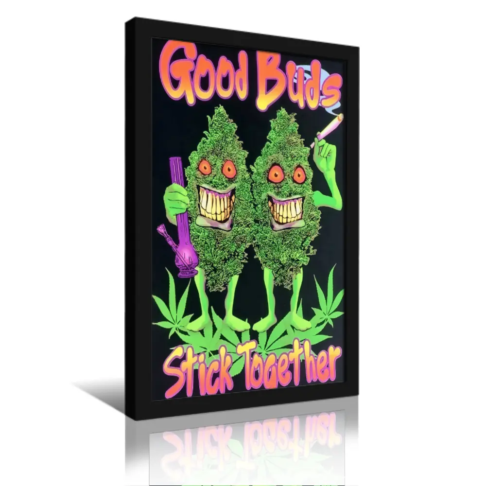 "Good Buds Stick Together" Blacklight Pot Poster - Vintage, Waterproof, Lightweight, Unframed Wall Art with Box, Home Decor Decoration for Bathroom, Kid Room, Classroom (Ideal Gift for Car Enthusiasts)