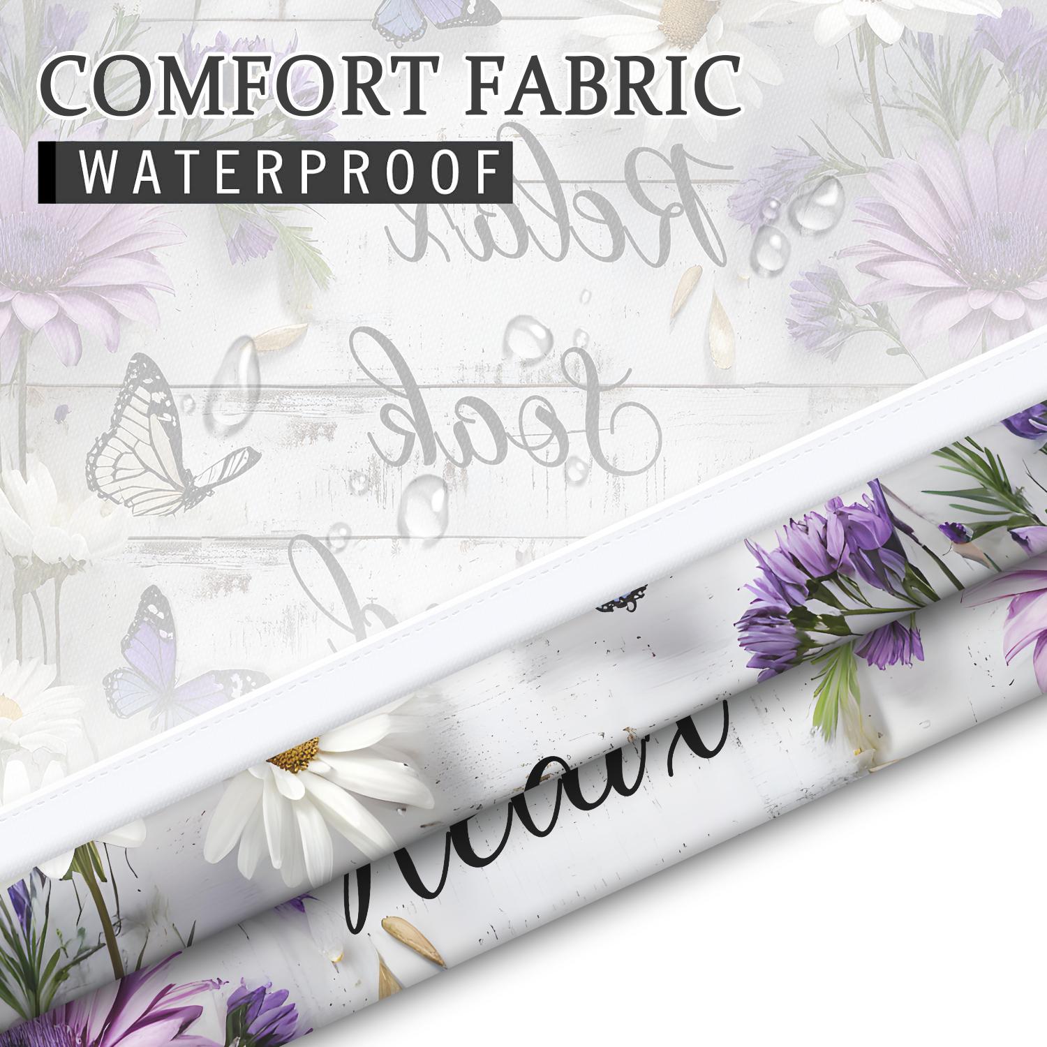 Floral Butterfly Letter Pattern Shower Curtain, 1 Count Waterproof Shower Curtain with Hooks, Bathroom Decor Supplies for Home Hotel Salon Dormitory