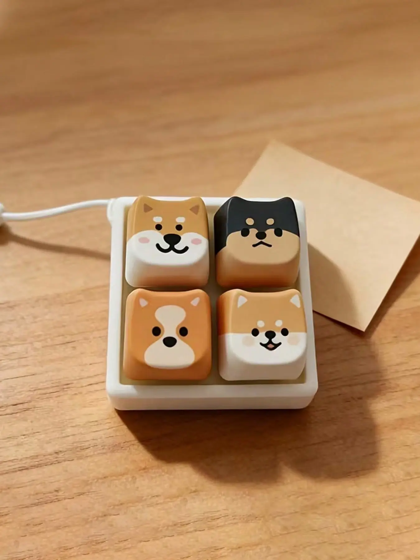 1pc Shiba Inu Cute Puppy Sublimation Keycap 3D Printed Base Decompression Key Small Mechanical Keyboard Detachable 4 Keycaps