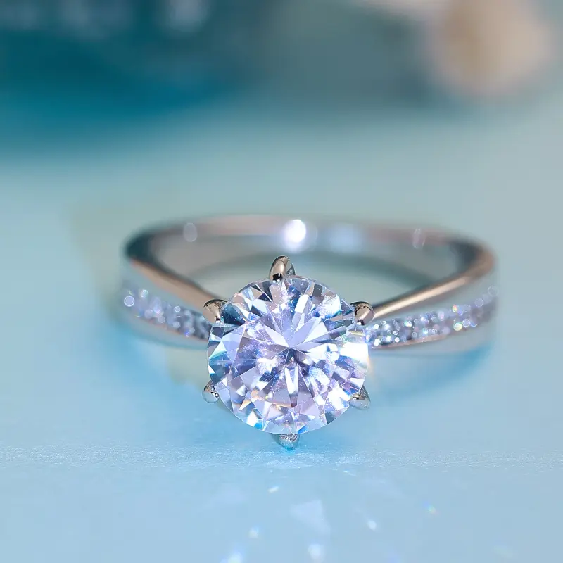 Wedding Engagement Ring Set for Couples, Matching Solitaire Promise Band, Bridal Statement Jewelry for Her, Ideal Anniversary & Valentine's Day Gift