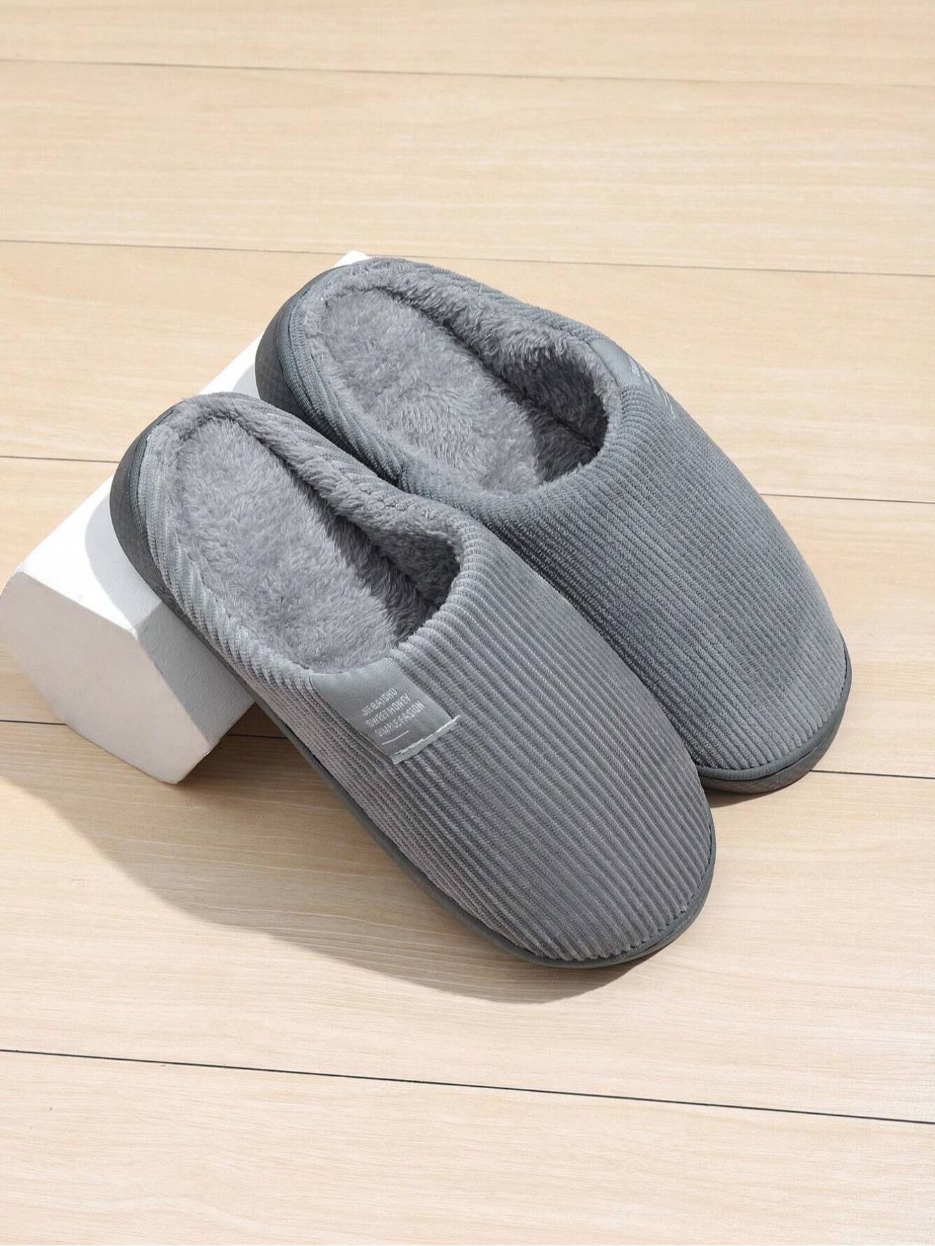 Men's Solid Color Plush Slippers, Casual Soft Comfortable Home Slippers, Warm Slippers for Indoor & Outdoor Use for Fall & Winter, Fashion Slippers, Fashionable Soft Slippers